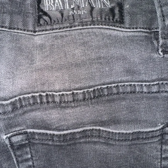 Balmain Distressed Black Skinny Jeans for Men